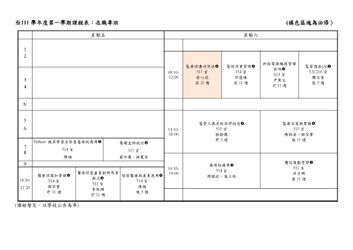 113-1課程時間表-碩士在職專班